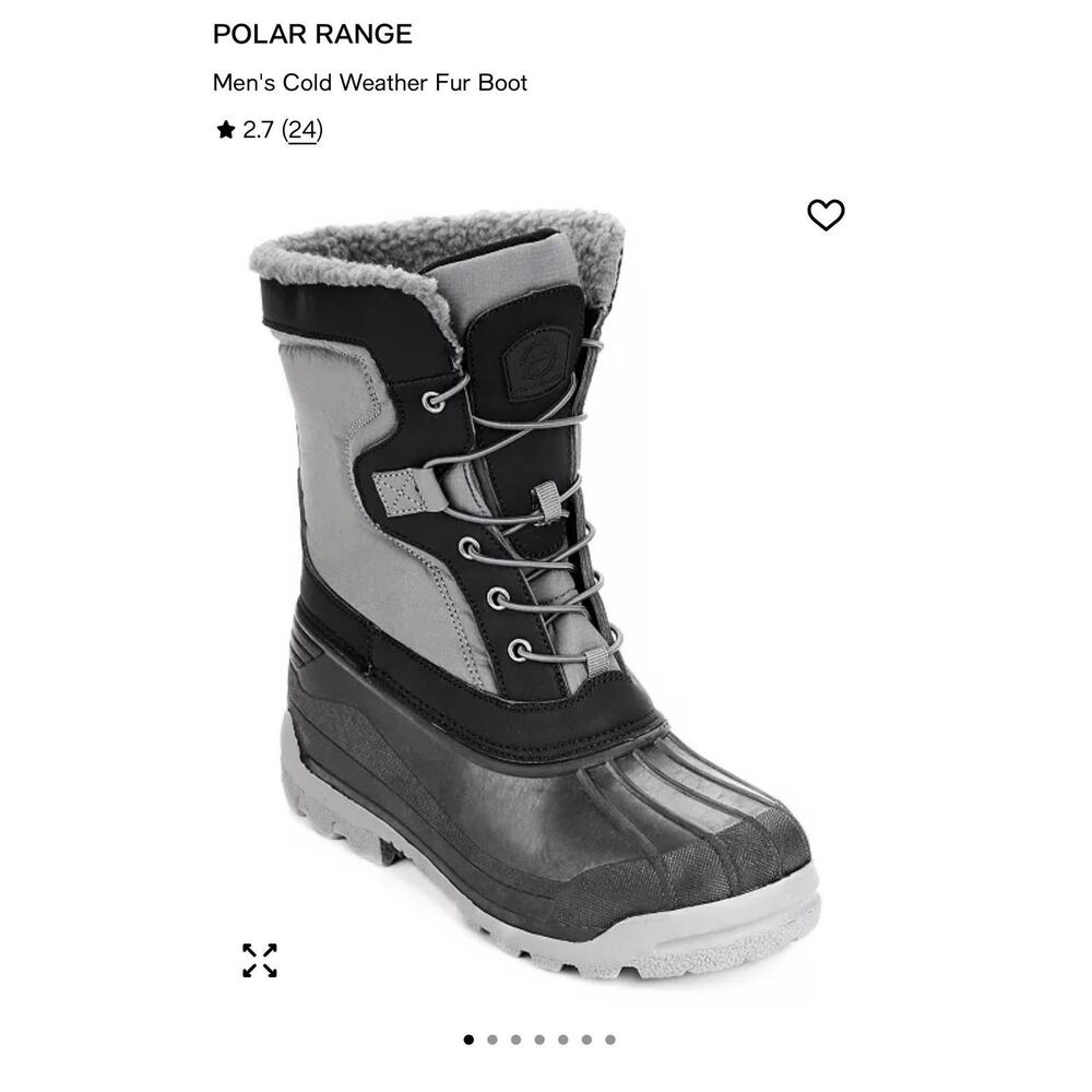 Polar Range Arctic-01 Boots Mens Size 11 Gray Faux Fur Lined Snow Winter